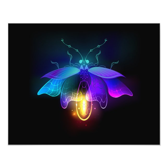 Neon Firefly on black Photo Print (Front)