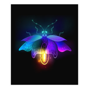 Neon Firefly on black Photo Print