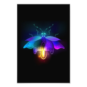 Neon Firefly on black Photo Print