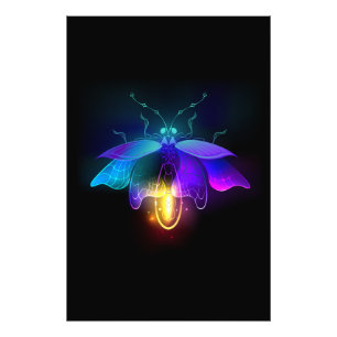 Neon Firefly on black Photo Print