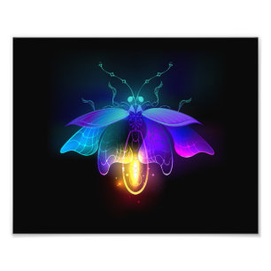 Neon Firefly on black Photo Print