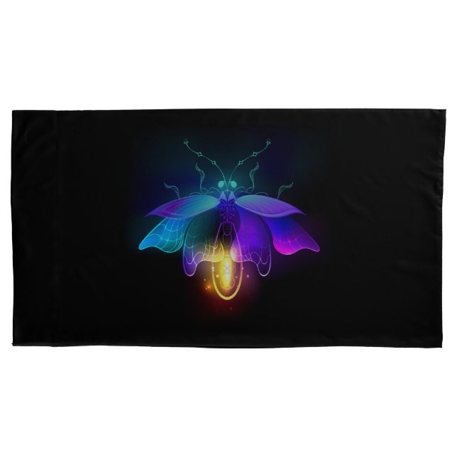 Neon Firefly on black Pillowcase (Front-Left)