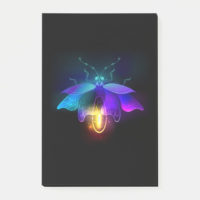 Neon Firefly on black Post-it Notes (Front)