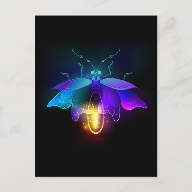 Neon Firefly on black Postcard (Front)