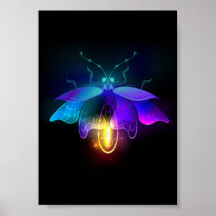 Neon Firefly on black Poster