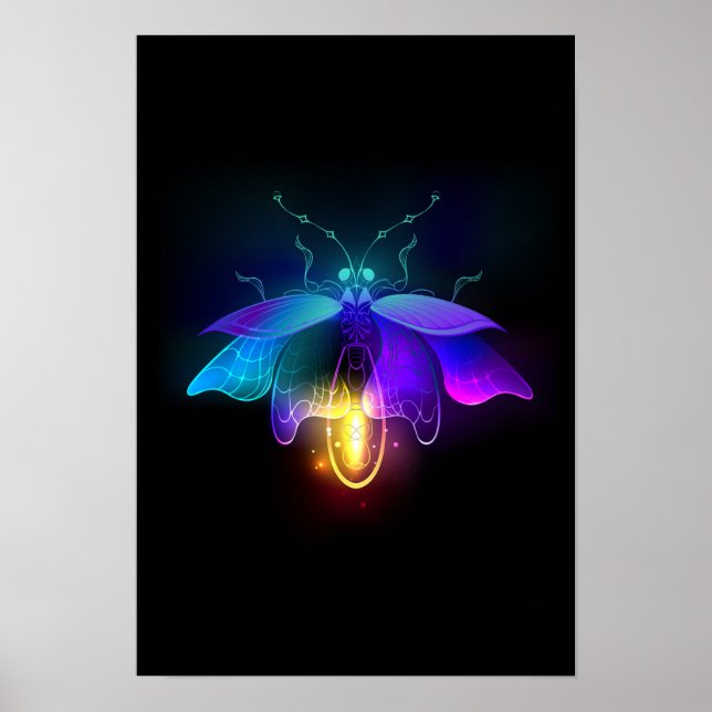 Neon Firefly on black Poster (Front)