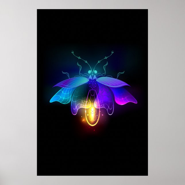 Neon Firefly on black Poster (Front)