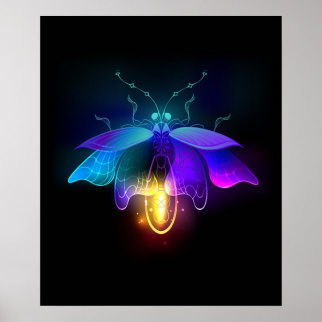 Neon Firefly on black Poster (Front)