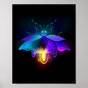 Neon Firefly on black Poster