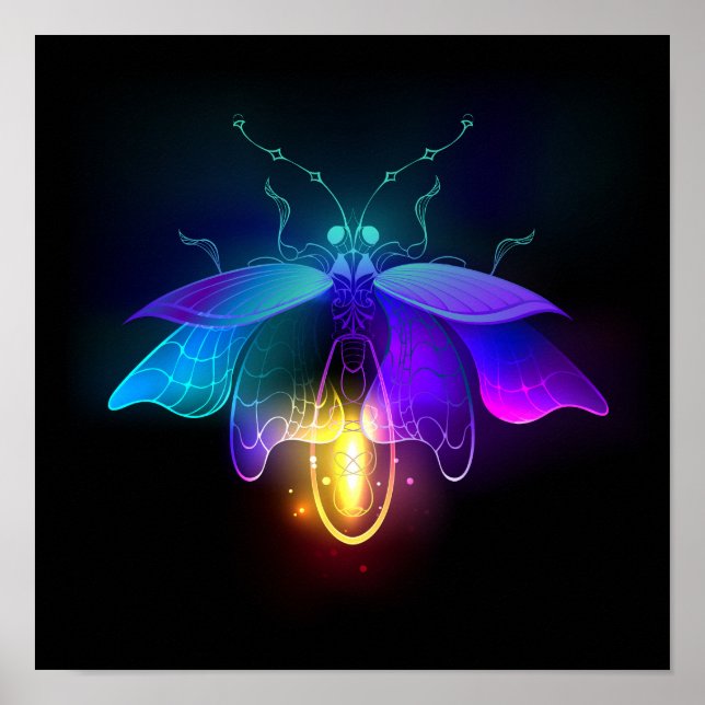 Neon Firefly on black Poster (Front)