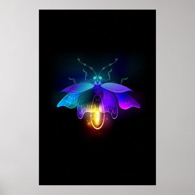 Neon Firefly on black Poster (Front)