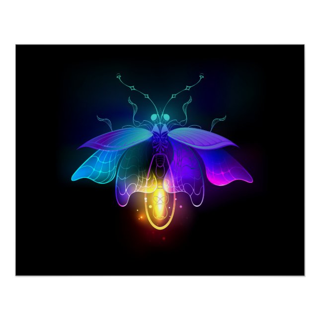 Neon Firefly on black Poster (Front)