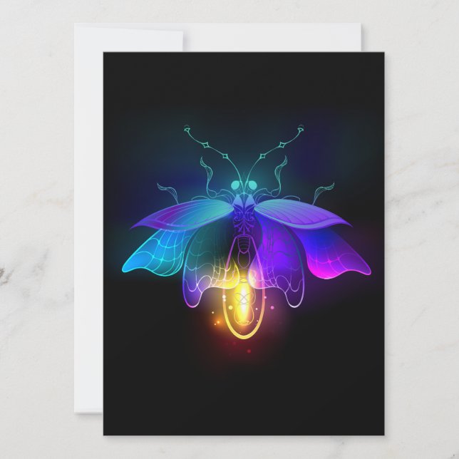 Neon Firefly on black Save The Date (Front)