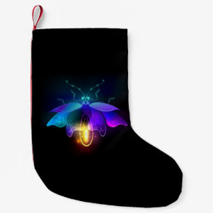 Neon Firefly on black Small Christmas Stocking