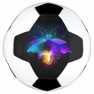 Neon Firefly on black Soccer Ball