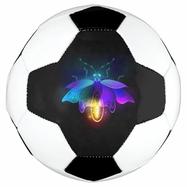 Neon Firefly on black Soccer Ball (Front)