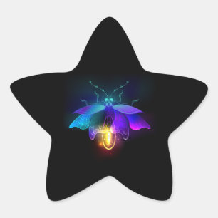 Neon Firefly on black Star Sticker
