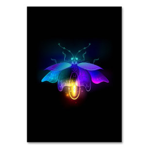 Neon Firefly on black Table Number