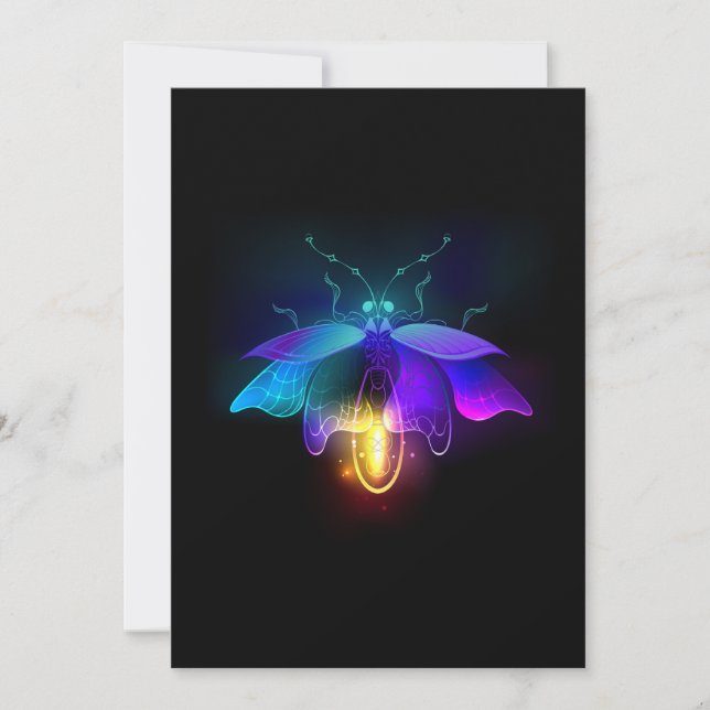 Neon Firefly on black Thank You Card (Front)