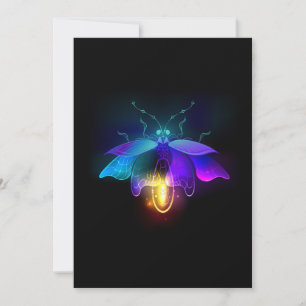 Neon Firefly on black Thank You Card