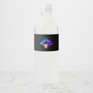Neon Firefly on black Water Bottle Label
