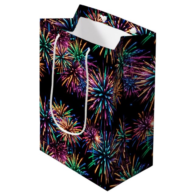 Neon Fireworks Medium Gift Bag (Front Angled)