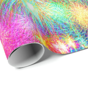 Neon Fireworks Wrapping Paper