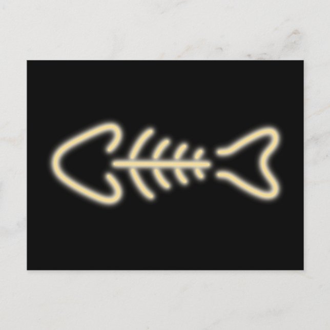 Neon Fish Bones Postcard (Front)