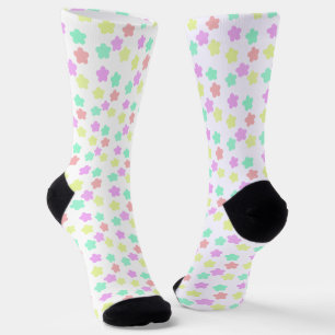 Neon Five Clove Pattern Pink, Green, Yellow, Peach Socks