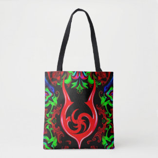 Neon Flame Mandala Pattern Tote Bag