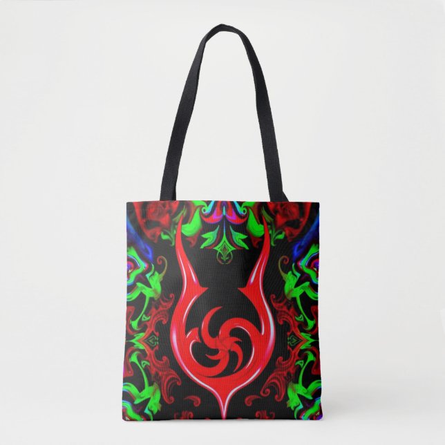 Neon Flame Mandala Pattern Tote Bag (Front)