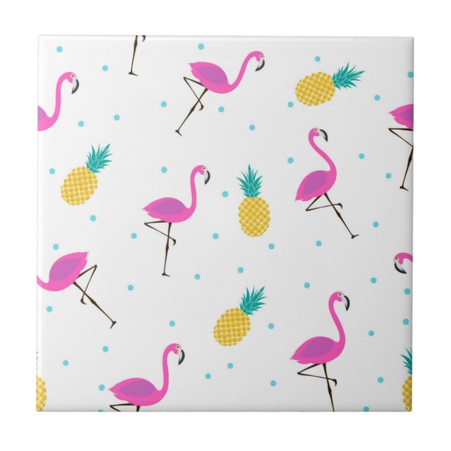 Neon Flamingos 2 Ceramic Tile (Front)