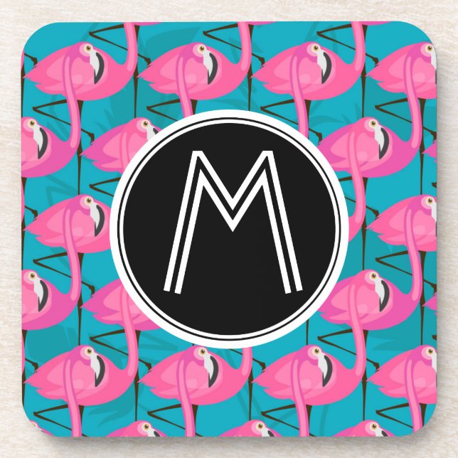 Neon Flamingos | Add Your Initial Coaster (Front)