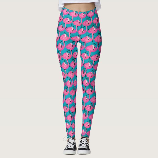 Neon Flamingos Leggings (Front)