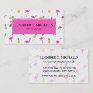 Neon Flamingos   Monogram 2 Business Card