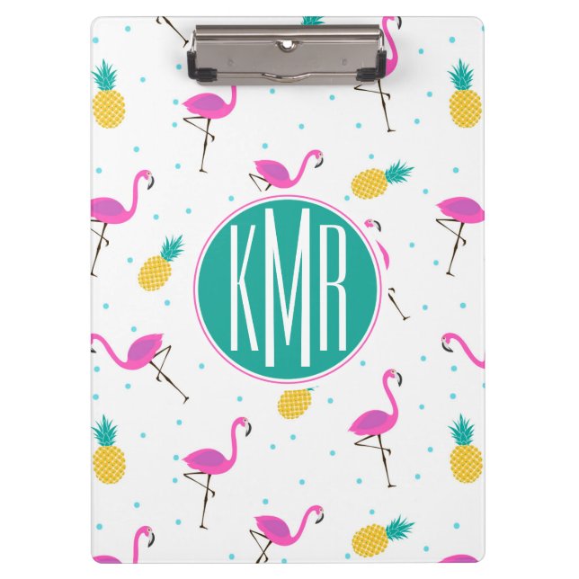 Neon Flamingos | Monogram Clipboard (Front)