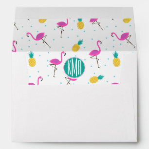 Neon Flamingos   Monogram Envelopes