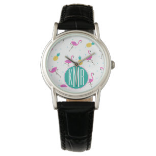 Neon Flamingos   Monogram Watch