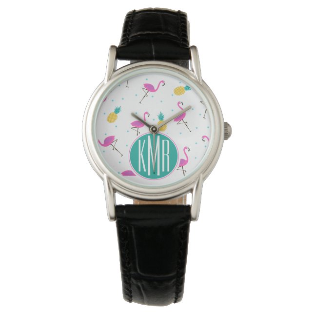 Neon Flamingos | Monogram Watch (Front)