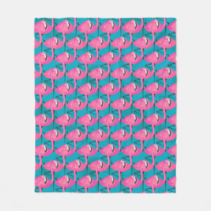 Neon Flamongos Fleece Blanket