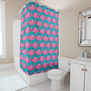 Neon Flamongos Shower Curtain