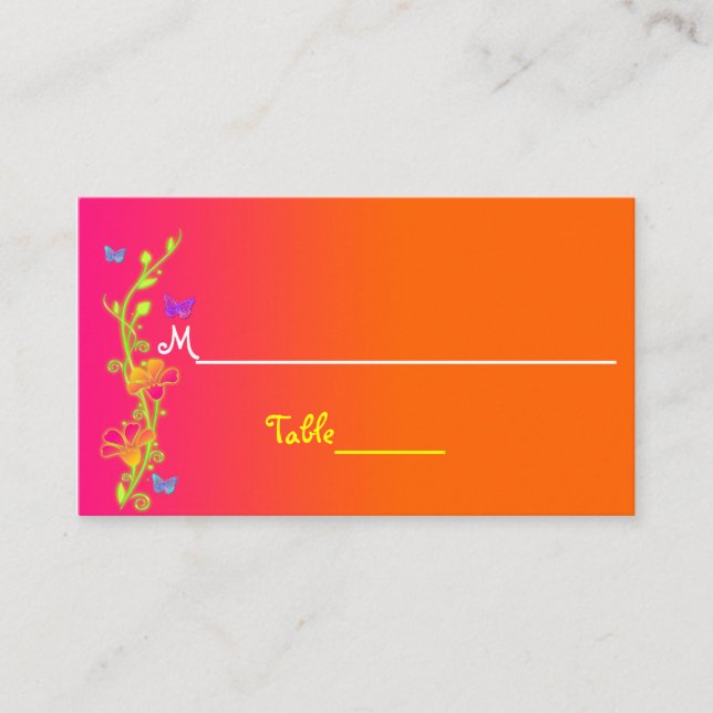 Neon Floral, Butterflies Place Card & Favour Tag (Front)