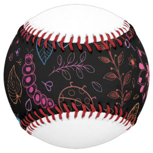 Neon Floral Softball Colorful Boho Sports Gift
