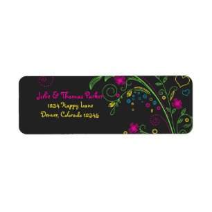 Neon Floral Wedding Return Address Label