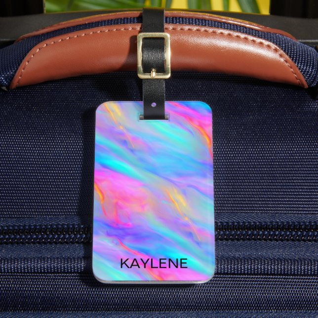 Neon Flow Personalised Luggage Tag (Front Insitu 2)