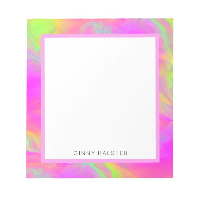 Neon Flow Personalised Notepad 5.5" x 6" (Front)