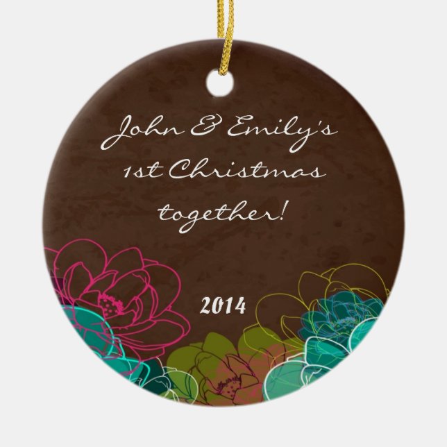 Neon Flower Floral Rose Personalised Name Ornament (Front)