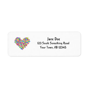 Neon Flower Heart Return Address Label