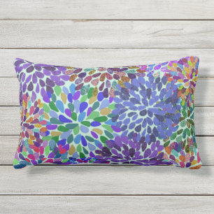 Neon Flower Petals Outdoor Cushion