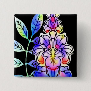 Neon Flowers 15 Cm Square Badge